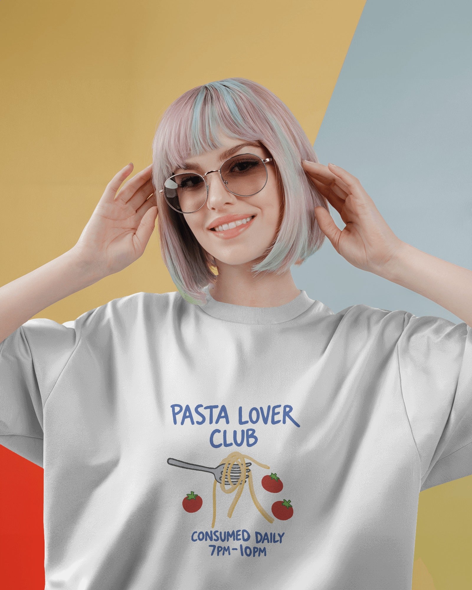 7 PM Pasta Club - Unisex Oversize Tee - Blue - Sabse Badiya Store