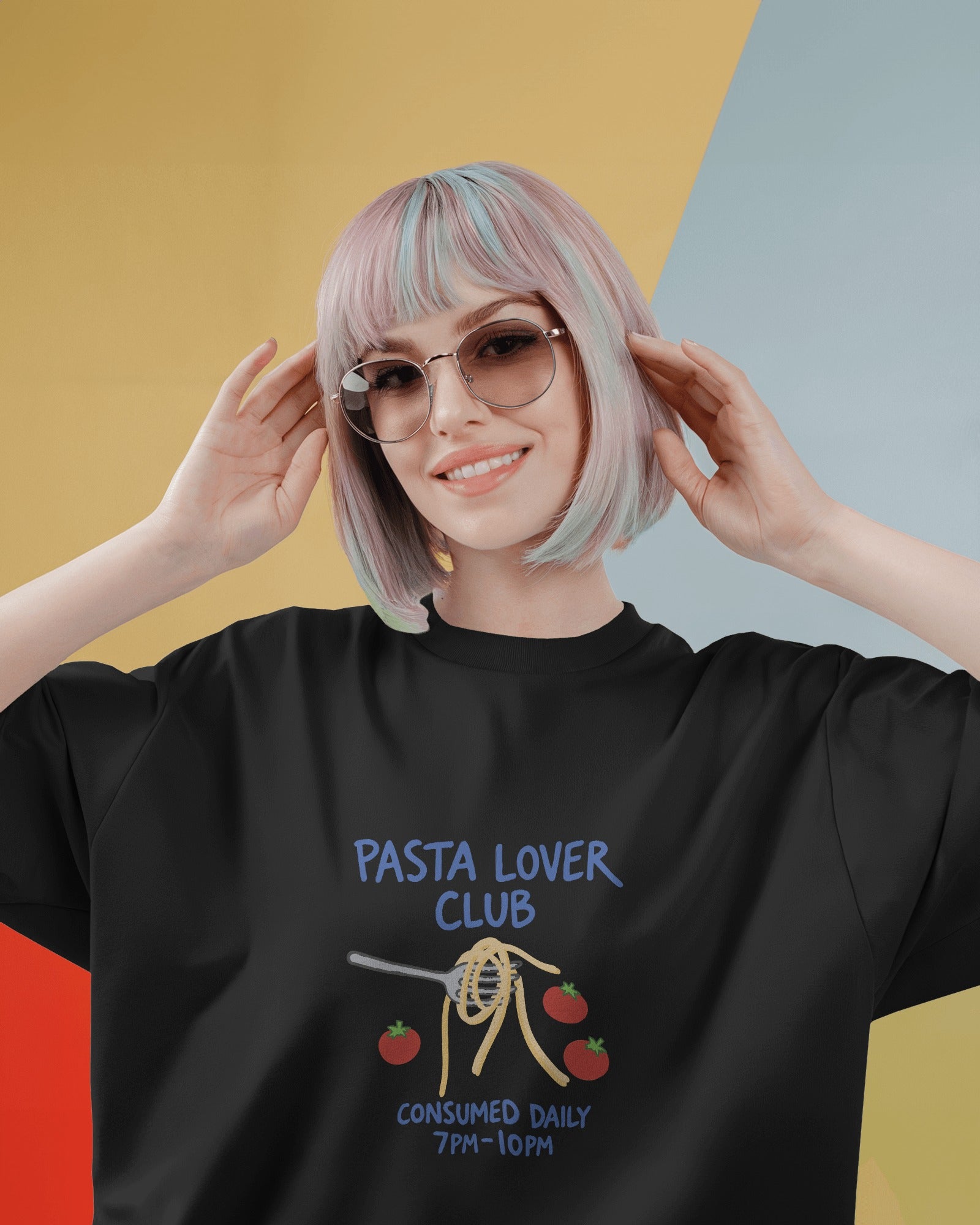 7 PM Pasta Club - Unisex Oversize Tee - Blue - Sabse Badiya Store