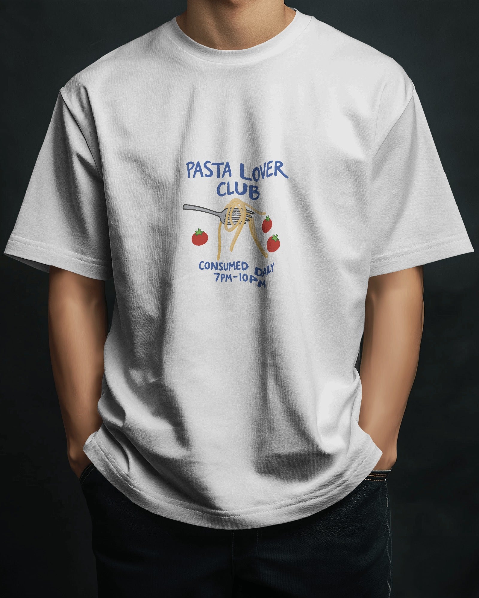 7 PM Pasta Club - Unisex Oversize Tee - Blue - Sabse Badiya Store